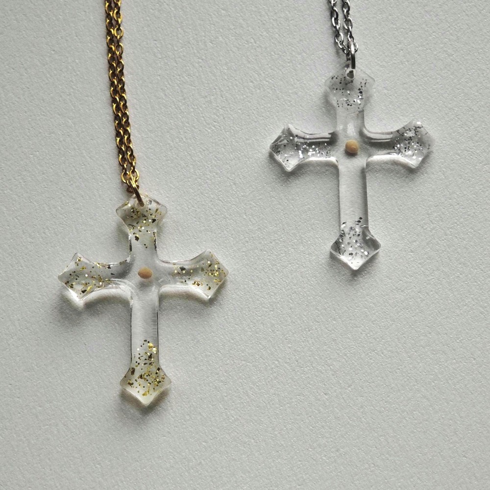 Real Mustard Seed Cross Necklace, Faith as a Grain of Mustard Seed, Minimalist Religious Jewelry